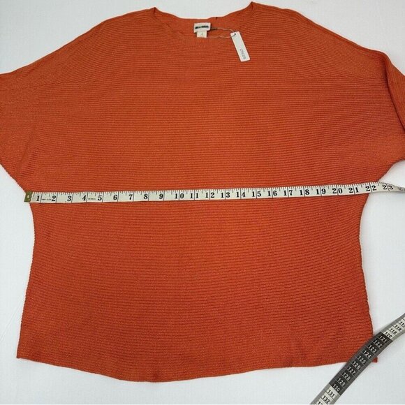 Chico’s Women’s NWT Orange Metallic Ribbed Banteau 3/4 Sleeve Sweater 4/XXL/C44 - Picture 12 of 13